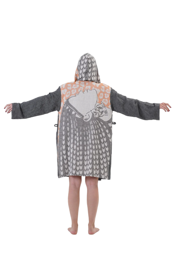 Asena Hooded Cotton Bath Robe, Nightwear, Dressing Gown - Image 2
