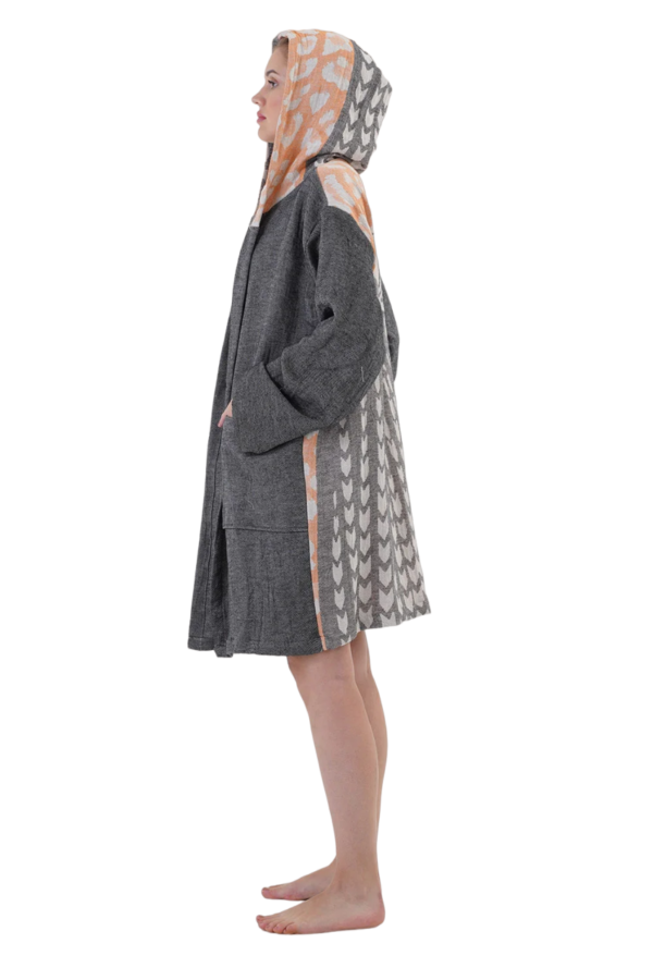 Asena Hooded Cotton Bath Robe, Nightwear, Dressing Gown - Image 3
