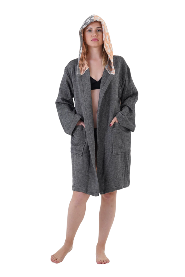 Asena Hooded Cotton Bath Robe, Nightwear, Dressing Gown