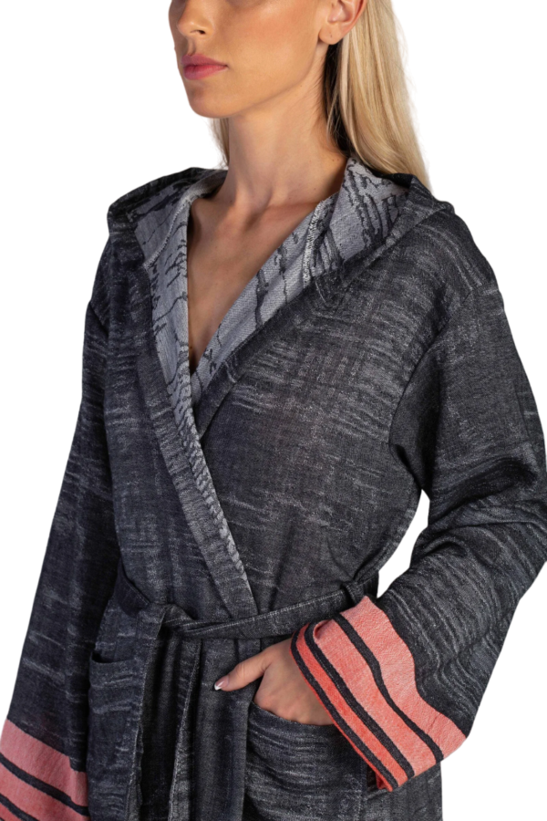 Oltu Hooded Cotton Bath Robe, Nightwear, Dressing Gown - Image 3
