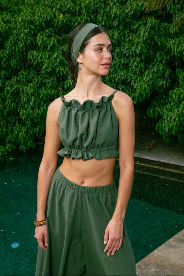 Shirred Crop - Green - Image 6