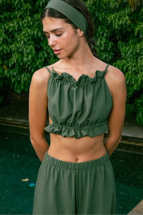 Shirred Crop - Green - Image 3