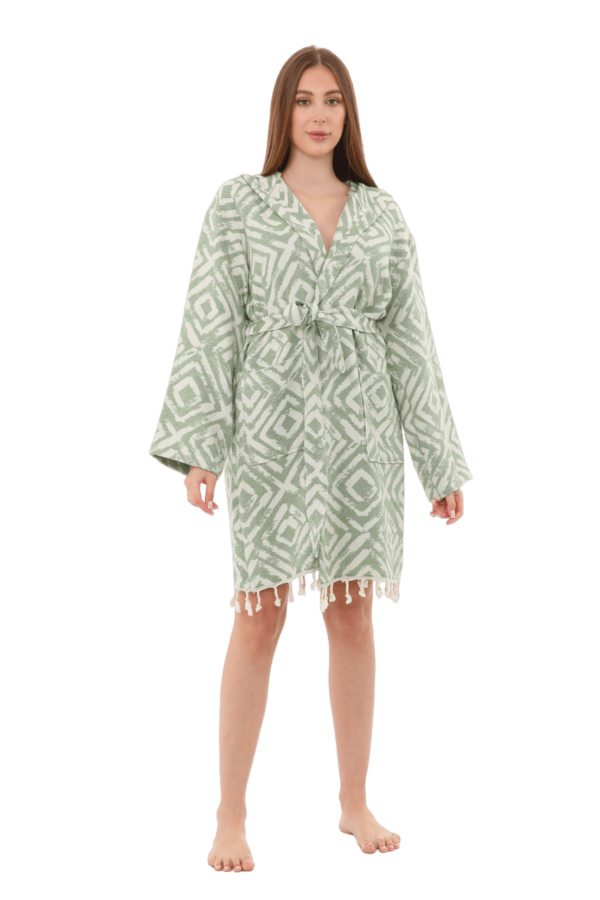 Yesim Hooded Cotton Bath Robe, Nightwear, Dressing Gown