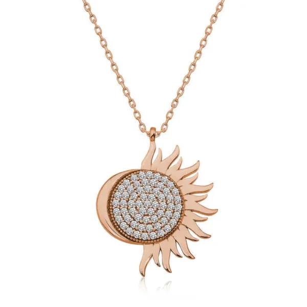 925k Radiant Rose Gold Sunburst Women’s Necklace – Trendy Jewelry