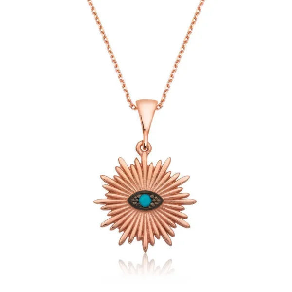 925 Sterling Silver Rose Gold Evil Eye Women’s Necklace