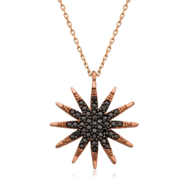 925k Feminine Women’s Necklace With Rose Gold Pole Star