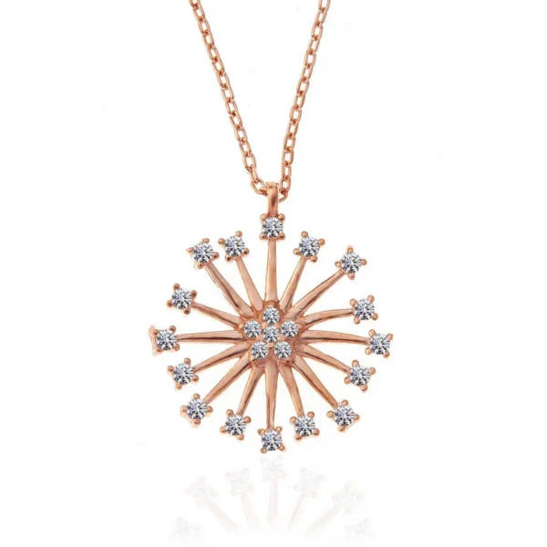 925k Radiant Rose Gold Flower Pendant – Chic And Shimmering Women Necklace