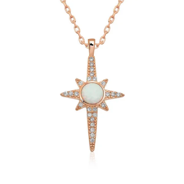 925k Shine Bright: Rose Gold Polar Star Women’s Necklace