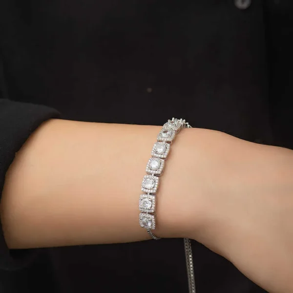 925k Sterling Silver Baguette Waterway Women’s Bracelet – Elegant Wrist Jewelry