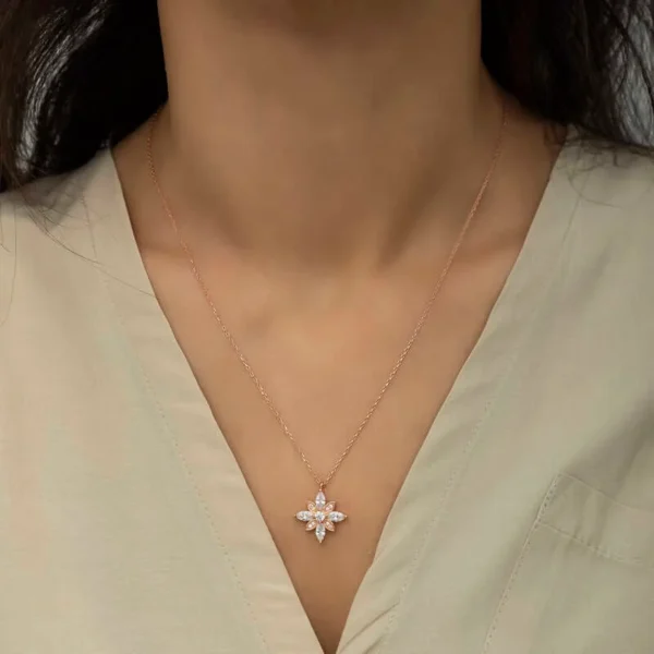 925k Beautiful Rose Gold Women’s Necklace With Hope Flower Pendant – Limited Edition - Image 2