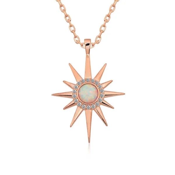 925k Dazzling Rose Gold North Star Women Necklace
