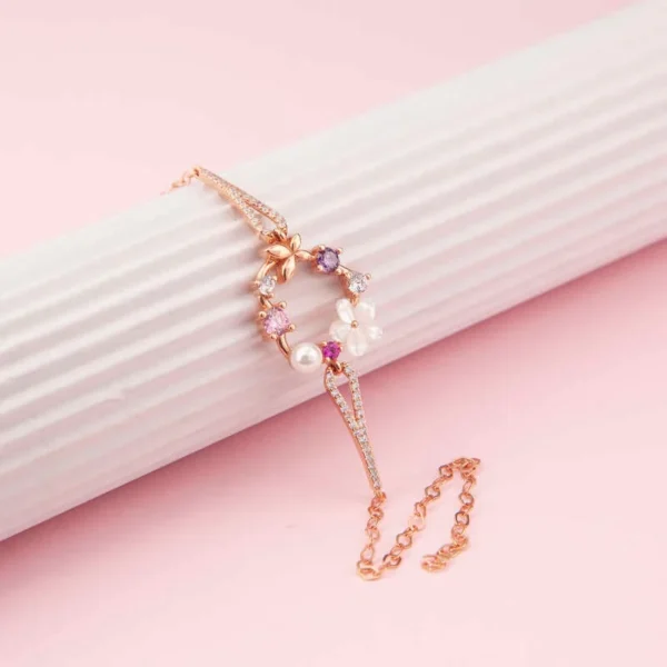 Romantic Heart-Shaped Magnolia Flower Women Bracelet